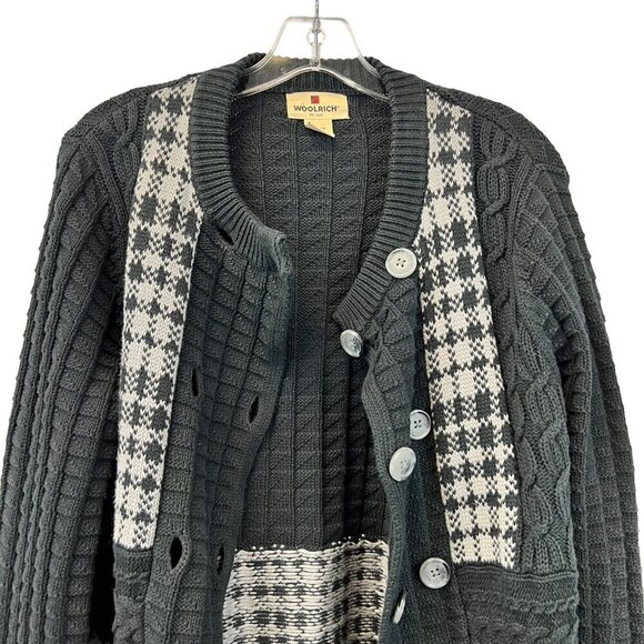 Woolrich Women’s Double Brested Cardigan Long Sleeve Black/Gray Size Medium - Picture 2 of 9